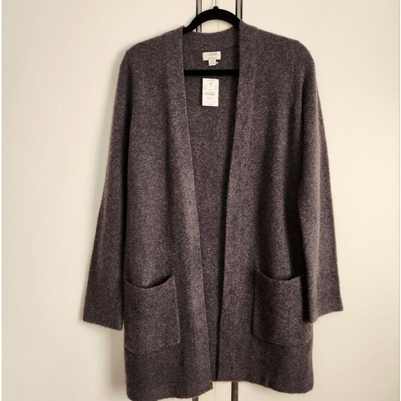 J. Crew Sweaters - J. CREW Charcoal Gray Open Front Longline Cardigan Acrylic Wool Blend size XS
